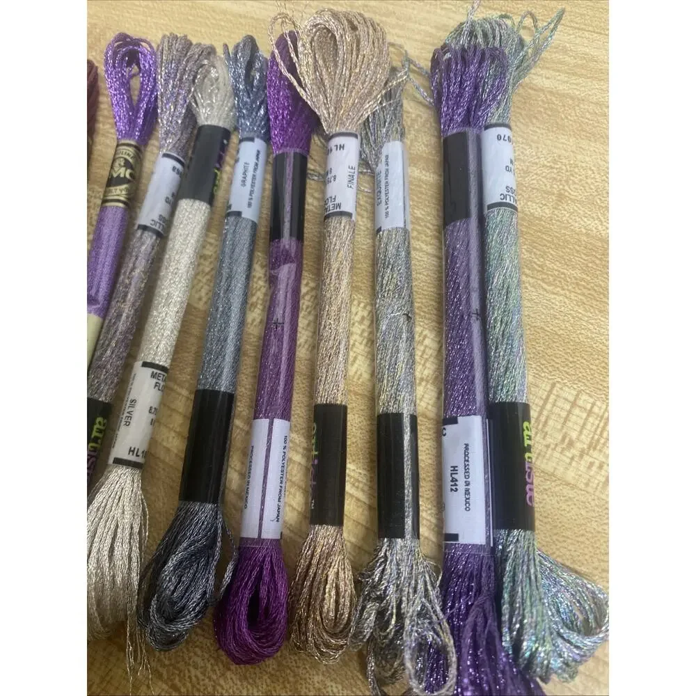 Lot Of 10 Artiste Embroidery Thread Floss New Glitter Metalic Multicolor Pack